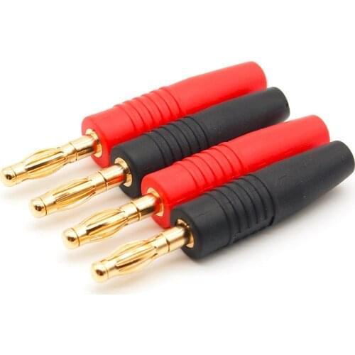 4pcs 4mm Plugs Gold Plated Musical Speaker Cable Wire Pin Banana Plug Connectors
