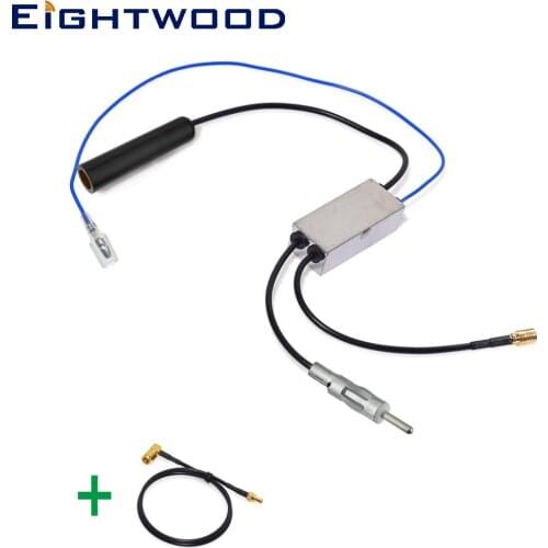 Eightwood Conversion DAB Car Radio Antenna FM/AM to DAB/FM/AM Aerial Converter/Splitter and SMA to SMB Aerial Adapter Cable