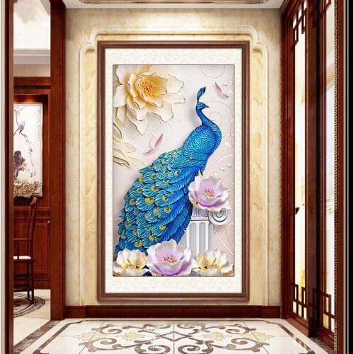 DIY 5D Sale Diamond Embroidery, Diamond Mosaic, Full, Peacock and Flowers, Diamond Painting, Cross Stitch,3D, Decoration, Gift