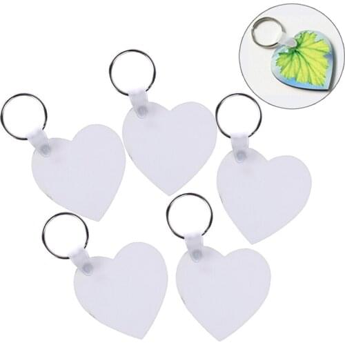 10PCS Wood Painting Key Ring Craft DIY Accessories Gift Heart Blank MDF Board Sublimation Printing Key Chains