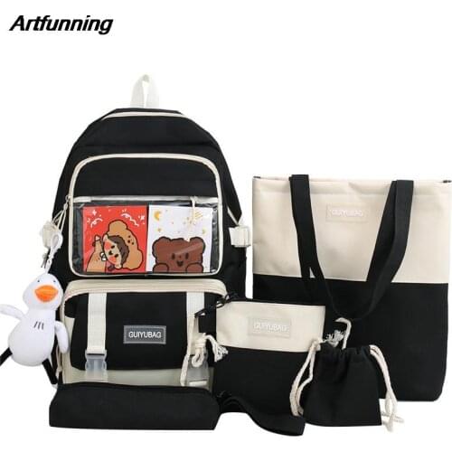 Artfunning Children School Bags for teenagers girls Childrens waterproof backpacks kids schoolbags Mochila Infantil 5 set