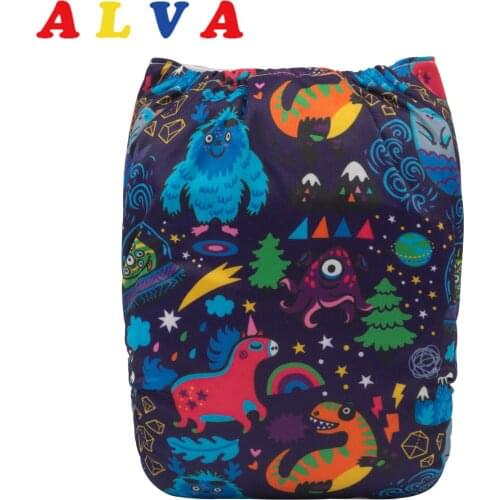 Alvababy Baby Cloth Diaper New Digital Positioned Nappy Reusable with 1pc Reusable Insert