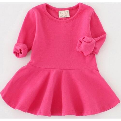 Kids Dress 2020 New Spring Style Pure cotton falbala long-sleeved dress Baby candy color Lovely princess dress Baby girl dress