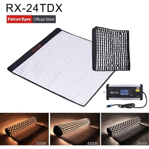 FalconEyes LED Studio Video Lighting Panel 150W Fill-in Light Portable Flexible Square Rollable Cloth Lamp RX-24TDX With Softbox