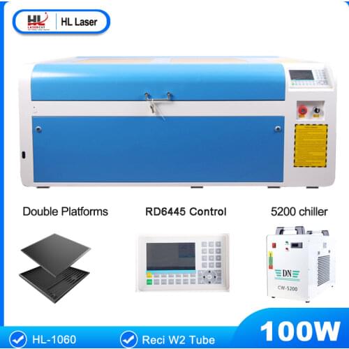 HL 100W CO2 Laser Cutter 80W Laser Engraver Machine with RUIDA 6445 Autofocus 1000x600mm