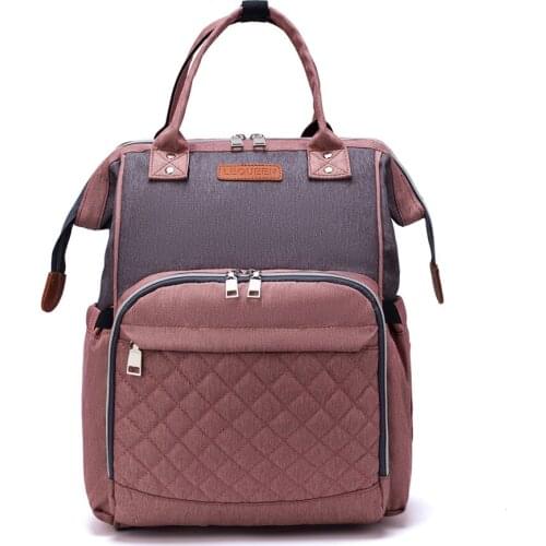 Lequeen Fashion Mummy Maternity Nappy Bag Large Capacity Baby Bag Travel Backpack Designer Nursing Bag for Baby Care LPB08