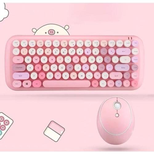 Cute Mini Portable Wear-resistant 2.4G Wireless Keyboard Mouse Set for Computers