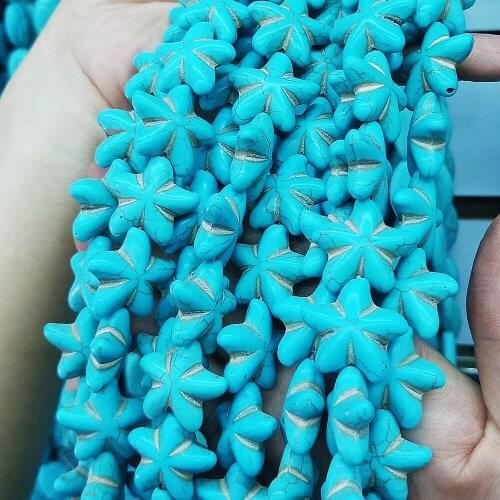 Color Skyblue natural stone turquoise loose beads pentagram shape approx 15 inch a strand DIY jewelry for necklace