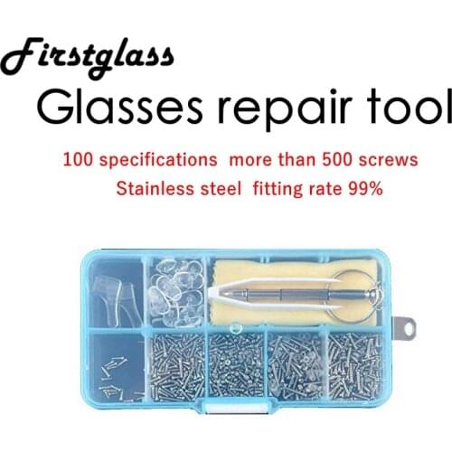 500 Pcs Glasses Screws Sunglass Repair Kit Tool Glasses Screwdriver Glasses Accessories 10 Pairs Nose Pads Holder Glasses Hook