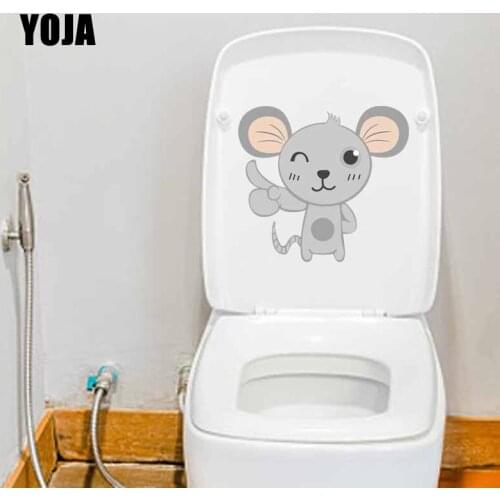 YOJA 22.6X20.6CM Cute Mouse Rat Wall Sticker Toilet Decal Kids Room Decoration Modern Art Cartoon T5-0802