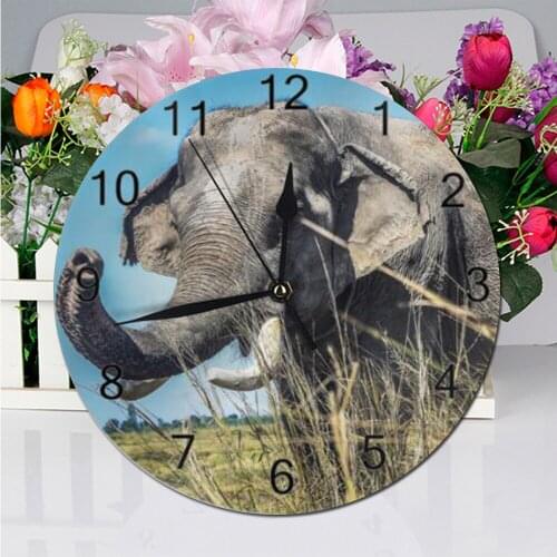 Wall Clock Elephant Animal Numeral Digital Dial Mute Silent non-ticking electronic wall clock Battery Operated for Living Home