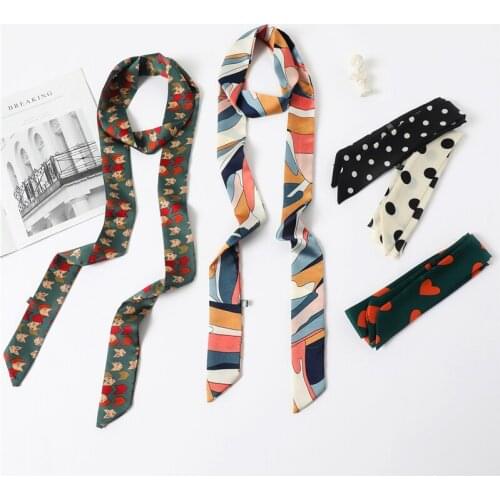 2021 Fashion New Hair Band Printing Headband Summer Bag Tie Ribbon For Ladies Retro Designer Long Silk Skinny Neck Scarf