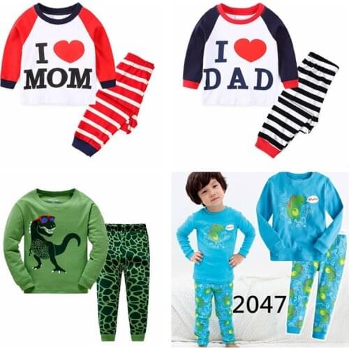 NEW Children Sleepwear Kids Pajamas Sets Baby I Love Mom Dad Nightwear Boys Girls Christmas Pyjamas Animal Dinosaur Pijama P89