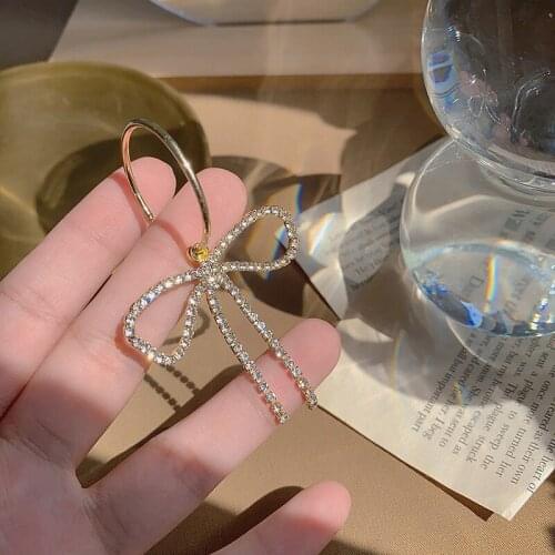 Huge Bud Long Tassel Bowknot Drop Earrings Shining Zirconia Dangle for Women Girl Fashion Eardrop 2021 Jewelry Party Accessories