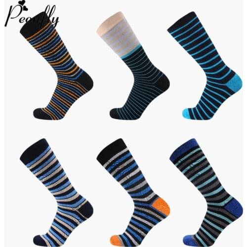Peonfly Pair 1 Men Cotton Funny Crew Classic Colorful Striped Novelty Gift Happy Socks for Autumn Winter