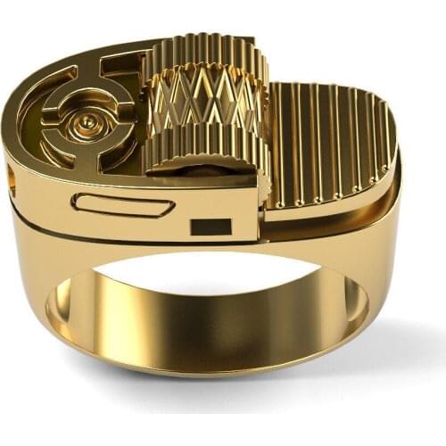 Awesome and Unique Mens Fashion Gold Plated Lighter Ring Anniversary Gift Wedding Engagement Band Jewelry Rings Lover Gift