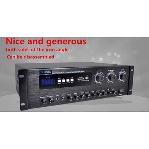250W + 250W AV-888 HIFI Professional KTV Home Karaoke Bluetooth Amplifier USB SD Microphone
