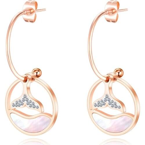 Japan and South Korea Simple and Sweet Titanium Steel Earrings Womens Temperament Fashion Titanium Steel Earrings Earrings