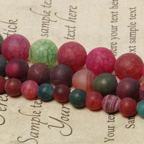 Mixed Color Matte Dragon Veins Agates Natural Stone Frosted Round Loose Spacer Beads For Jewelry Making DIY Bracelets 6/8/10mm