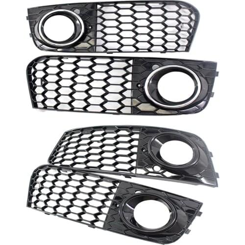 Honeycomb Bumper Fog Light Grille Grill for Audi A4 B8 RS4 Style 8KD807682, Professional Accessories