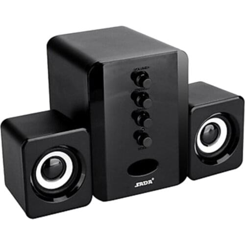 SADA Computer Speaker 2.1 Channel for Notebook Computer USB Wired Desktop Subwoofer with Bass and Treble Knob