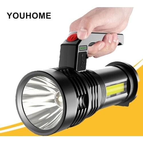 Super bright LED Portable Searchlight Waterproof Flashlight Power Display Built-in Battery COB Work Lamp Flashlight For Camping