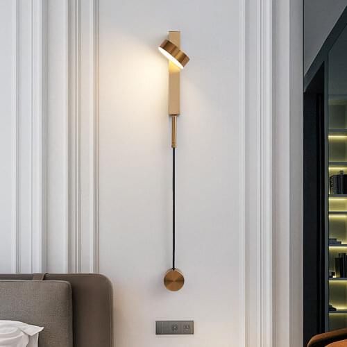 Led Indoor Wall Lamps Rotation Dimming Switch Wall Light Modern Stai Wall Deco Wall Sconce Livingroom Golden led Luminaire