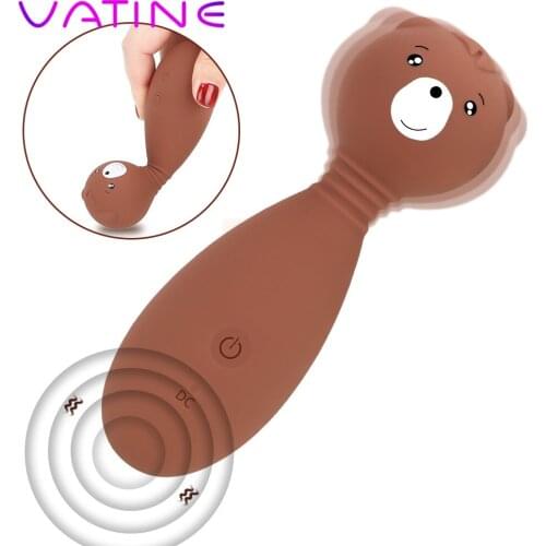 VATINE 12 Speeds Clitoris Stimulator Cute Bear G Spot Vibrator Vibrating Dildo 360 Degree Rotation Sex Toys for Women