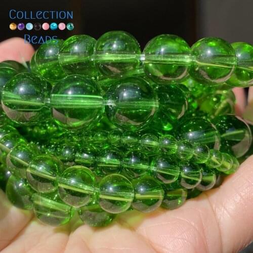 Green Glass Crystals Spacer Round Bead For Jewelry Making 4-12 MM DIY Bracelets Accessories Wholesale