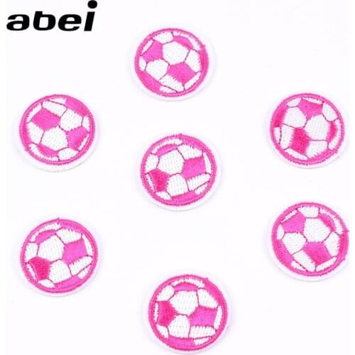 10pcs/lot Embroidered Pink Football Patch Iron On Cartoon football Stickers DIY Handmade Patchwork Craft Clothes Appliques Badge