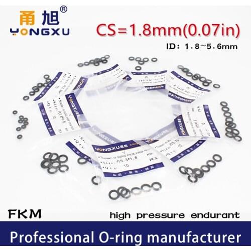 15PCS/lot Black FKM Fluorine Rubber O-rings Seal CS1.8mm ID1.8/3.55/4/4.5/4.87/5/5.15/5.3/5.6*1.8mm ORing Seal Gasket Washer