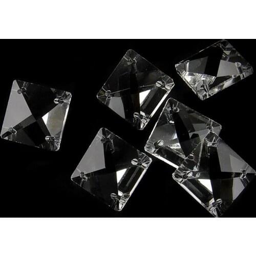 22mm 100pcs Crystal Prism Square Beads In 4 Holes DIY Wedding Garland Strand Beads Curtain Pendant Beads
