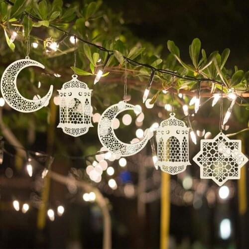 3pcs Wood Craft Ramadan Eid Mubarak Decorations For Home Moon Supplies Party Ornament Muslim Islam Pendant Hanging Plaque Wooden