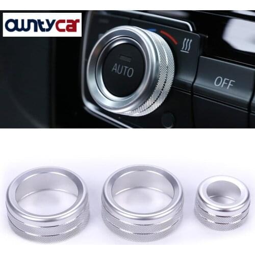 3Pcs For BMW 1 2 3 4 Series F30 F34 F46 GT X1 F47 F48 13-17 Car Styling Air Conditioning Knobs Audio Circle Trim Alloy Accessory