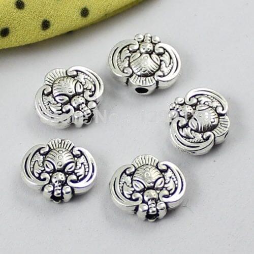 30pcs/lot Metal Zinc Alloy Silver Tone Bee Beads For Necklace DIY Jewelry Making Accessories 12x10mm Hole:2mm (K01892)