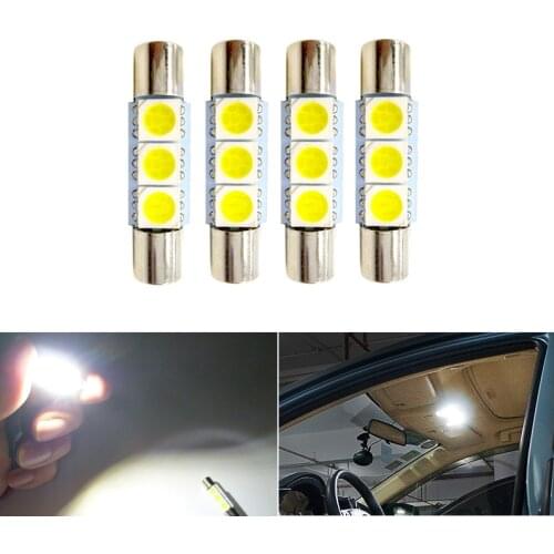 4x 28mm 29mm 6614F/6641/6614/F30-WHP/TS-14V1CP LED Interior Bulbs Car Interior Sun Visor Vanity Light DC 12V White Car-Styling