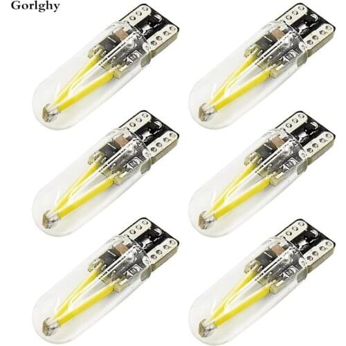 50pcs/lot T10 COB 2W Turn Signal Light 170lm Car Light DC12-24V Led Wedge Bulbs Filament Glass shell w5w Auto White Ice-blue Red