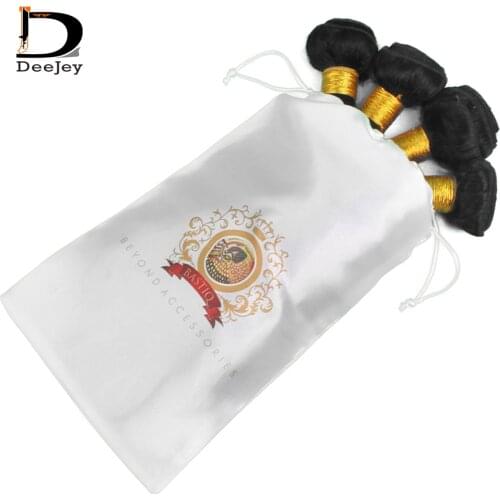 Brand printed polyester satin silk bags drawstring hair bags packaging hair extension packaging bags 50pcs lot