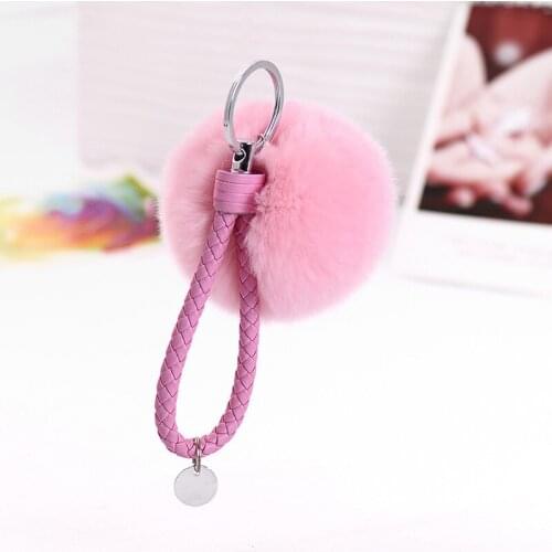 8cm Fur PomPom Keychain Pompoms Rabbit Fur Key Chain for Women Fluffy Key Chains Bag Accessories Leather Llavero Pompons Keyring