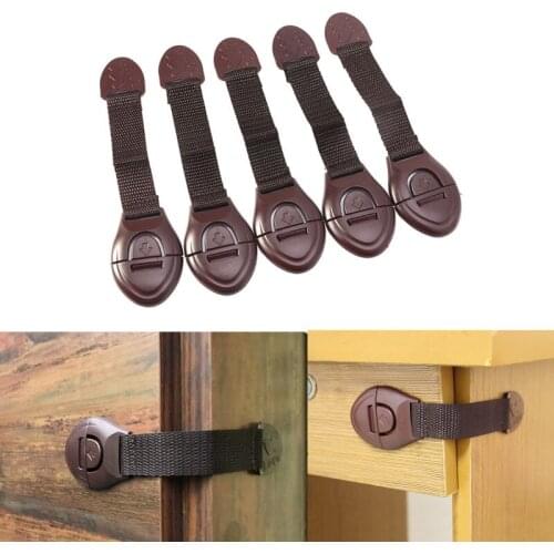 5pcs/lot Coffee Color Cabinet Lock for Baby Furniture Door Drawer Refrigerator Toilet Safety Locks Infant Children Protector