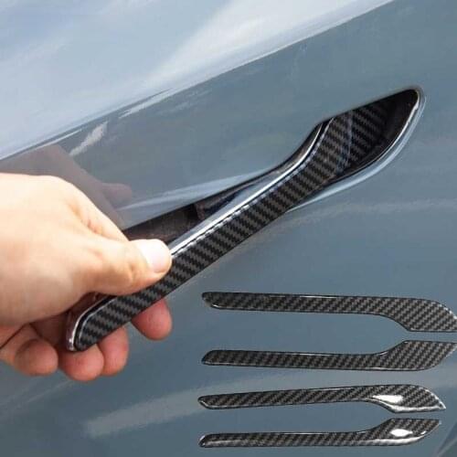 BOOMLOCK For Tesla Model 3 2018 Car Door Handle Cover Trim Wrap Carbon Fiber Sticker Accessories Protector Decoration Automobile