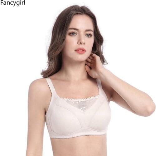 Women Lace Bra Full Cup Non Padded Underwire Curves Plus Size Bra 34 36 38 40 42 BCD cup top Wireless Underwear