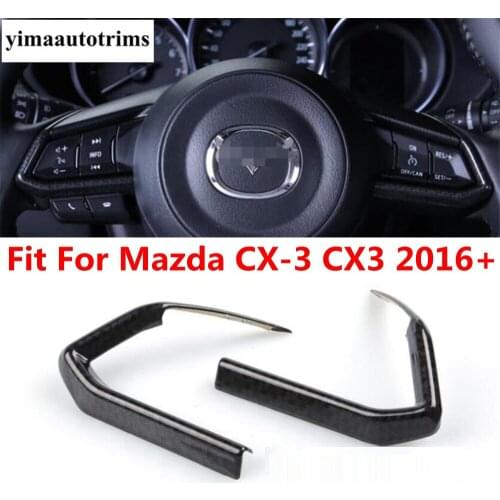 For Mazda CX-3 CX3 2016 - 2021 Car Steering Wheel Button Decoration Strip Cover Trim Carbon Fiber Look Interior Accessories