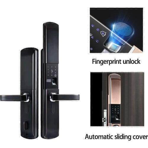 Electronic Smart Door Lock for House Keyless Enter Touchscreen Keypad Fingerprint Password Key Swipe Card Hidden Lock