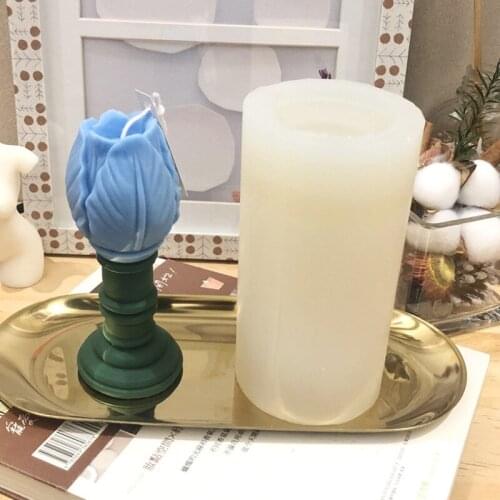 Candle Mold Aromatherapy Household Accessories Tulip Lucky Flower Candle Holder European Home Decoration Baking Silicone Mold