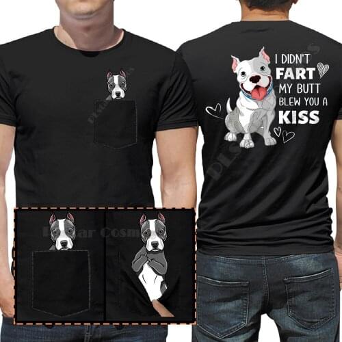 Pitbull Pocket T-Shirt Cotton T shirts Women for Men Hip hop tops Funny t-shirts