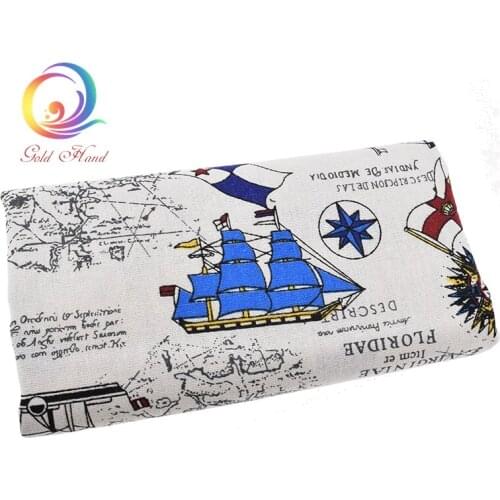 Haisen,Printed Cotton Linen Fabric For Quilting,DIY Sewing,Sofa,Curtain,Bag,Cushion,Furniture Cover Material,Naval ,Half Meter