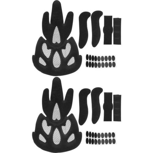 2 Sets Universal Helmet Inner Padding Foam Pads Kit Bike Helmet Pads Kit with Anti-Insect Net Cycling Bicycle Parts