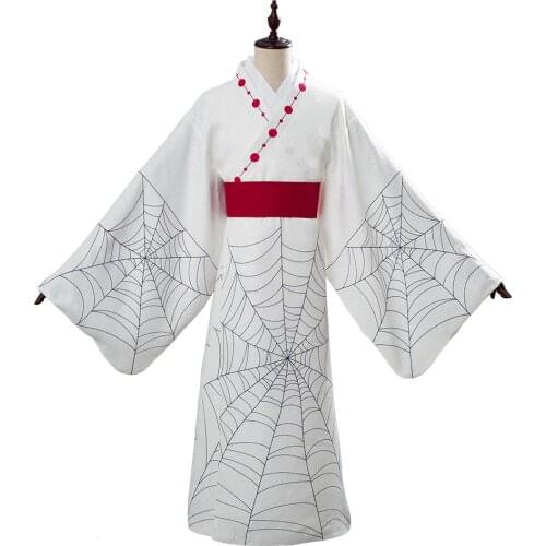 Demon Slayer Kimetsu no Yaiba Rui Cosplay Costume Kimono Uniform White Dress Outfit Carnival Halloween Costume Adult