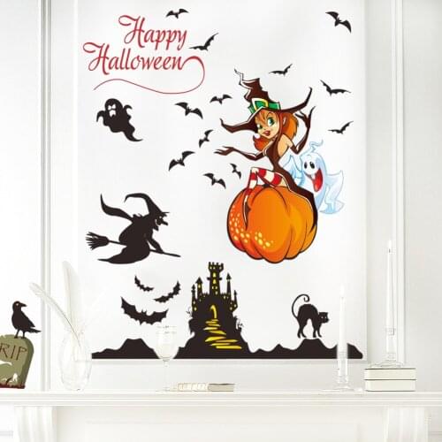 Creative Terror effect Witch castle Halloween demon wallpaper stickers festival decoration 3D ghost wall mural decal home decor